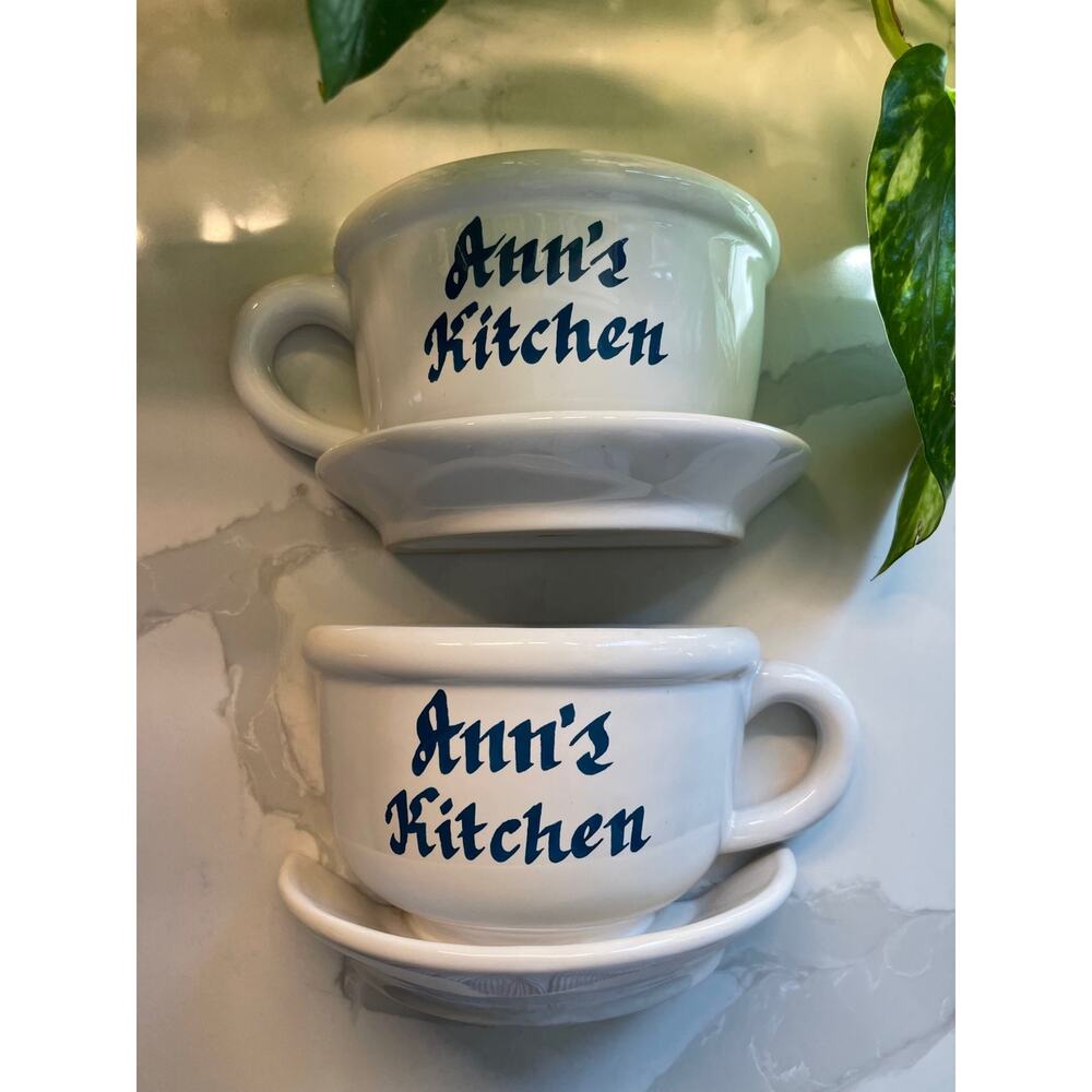 Personalized Ann's Kitchen Stoneware Decorative Tea Cups and Saucers - Picture 11 of 12